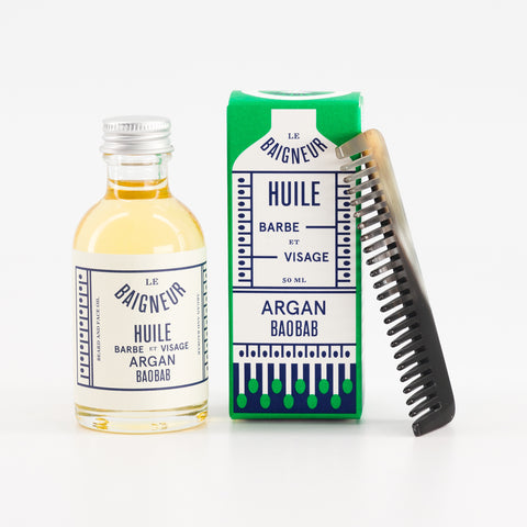 HUILE ARGAN BAOBAB + PEIGNE EN CORNE