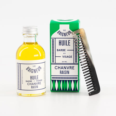 HUILE CHANVRE RAISIN + PEIGNE EN CORNE