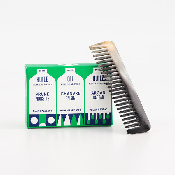 PACK 3 MINI-HUILES + PEIGNE EN CORNE